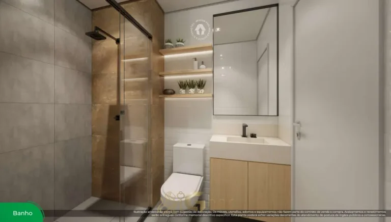Banheiro do apartamento decorado com office em apartamentos no bairro do Sacomã, São Paulo