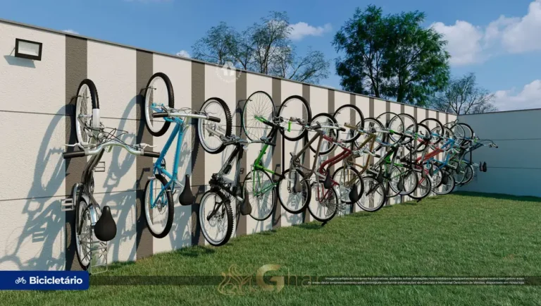 Bicicletário coberto em apartamentos no bairro do Jardim Jabaquara, São Paulo