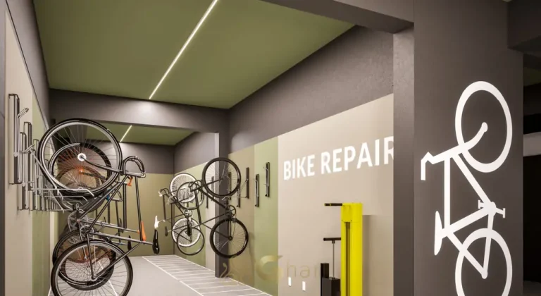 Bicicletário em apartamentos no bairro da Vila Olímpia, São Paulo