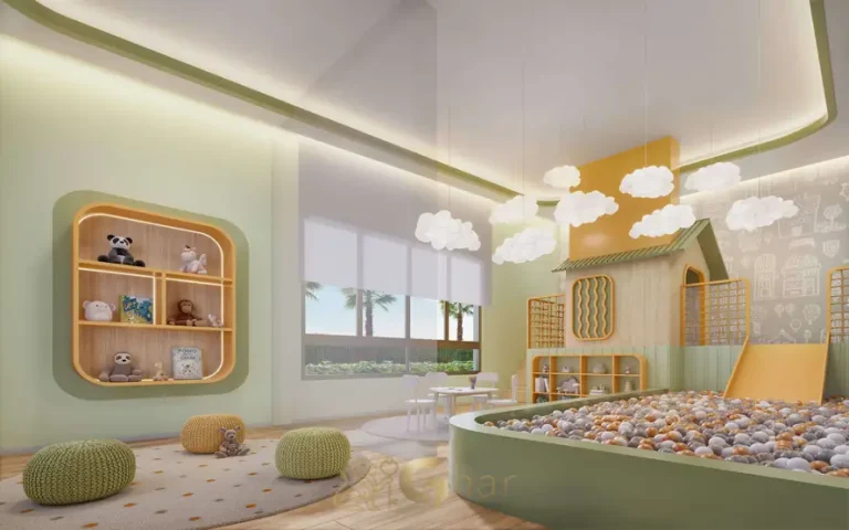 Brinquedoteca decorada em condomínio residencial no bairro do Brooklin, na Zona Sul de São Paulo