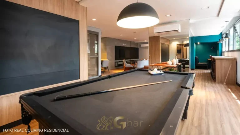 Espaço de coliving em condomínio residencial no bairro de Moema, na Zona Sul de São Paulo