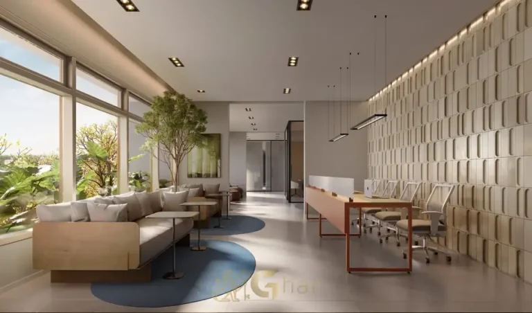 Coworking com estações individuais em condomínio residencial no bairro de Moema, na Zona Sul de São Paulo