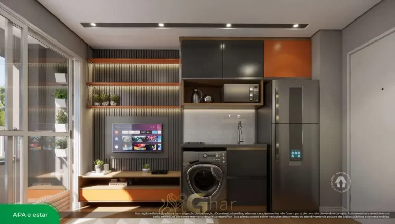 Cozinha integrada do apartamento decorado em apartamentos no bairro do Sacomã, São Paulo