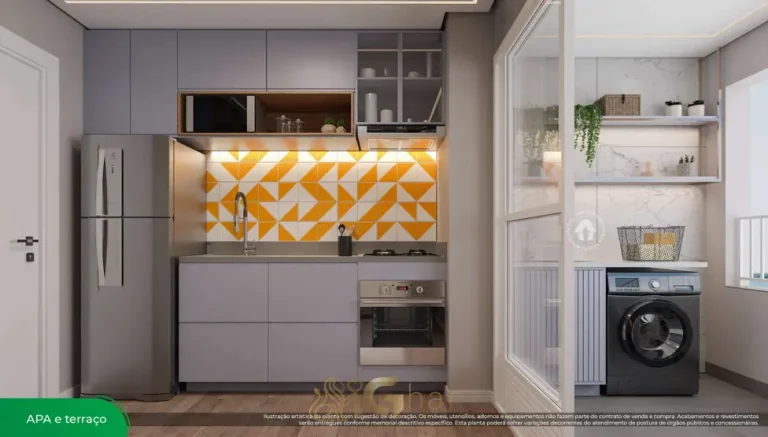 Cozinha do apartamento decorado de 2 dormitórios em apartamentos no bairro do Sacomã, São Paulo