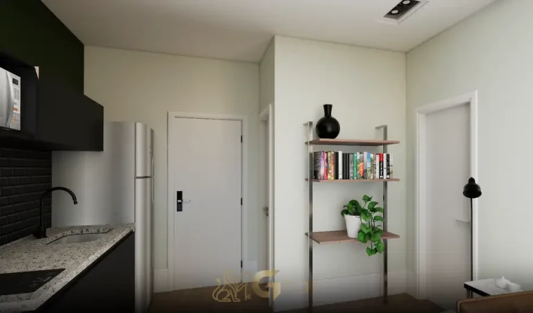 Cozinha do apartamento decorado do condomínio Moema Jazz no bairro de Moema, São Paulo