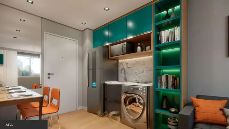 Cozinha do apartamento decorado em condomínio residencial no bairro do Campo Belo, na Zona Sul de São Paulo