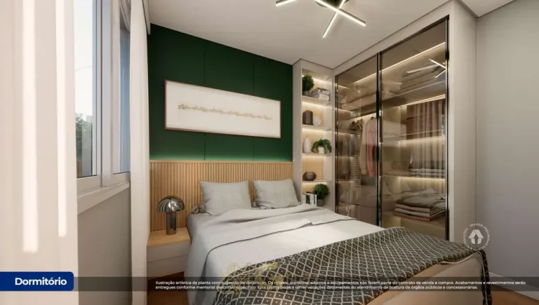 Dormitório do apartamento decorado em apartamentos no bairro do Jardim Jabaquara, São Paulo
