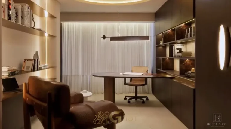 Home office do apartamento decorado em apartamentos no bairro de Moema, São Paulo