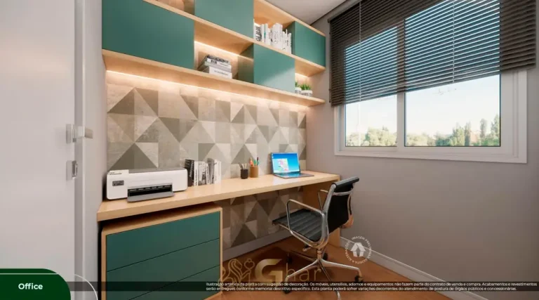 Home office do apartamento decorado em apartamentos no bairro do Alto do Ipiranga, São Paulo