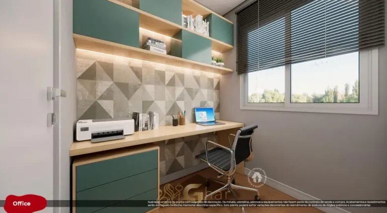 Escritório do apartamento decorado em apartamentos no bairro de Itaquera, São Paulo