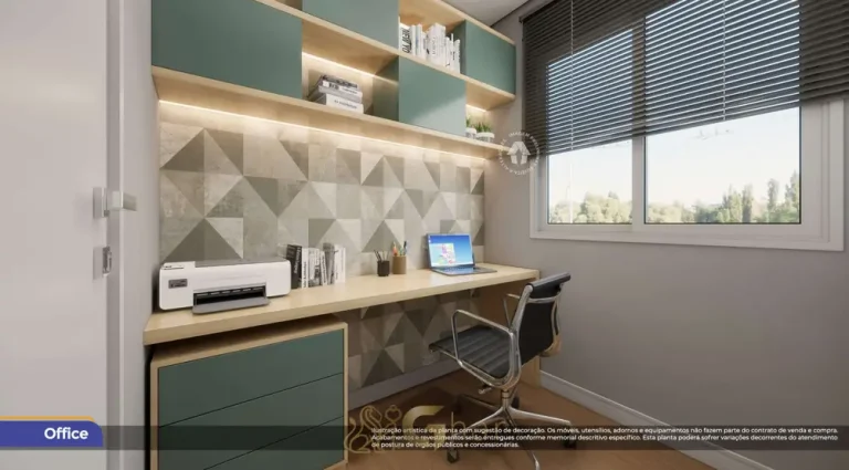 Home office do apartamento decorado em apartamentos no bairro do Cambuci, São Paulo