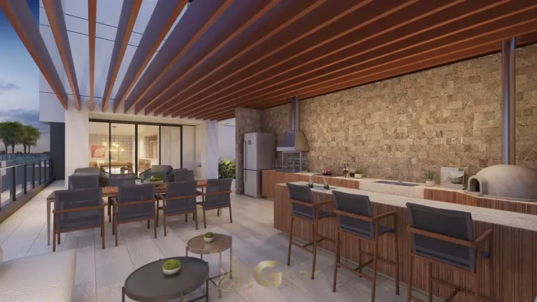 Espaço gourmet externo do condomínio Mirage Ibirapuera no bairro do Ibirapuera, São Paulo