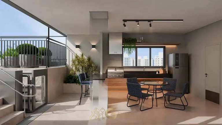 Espaço gourmet na cobertura em apartamentos no bairro de Moema, São Paulo