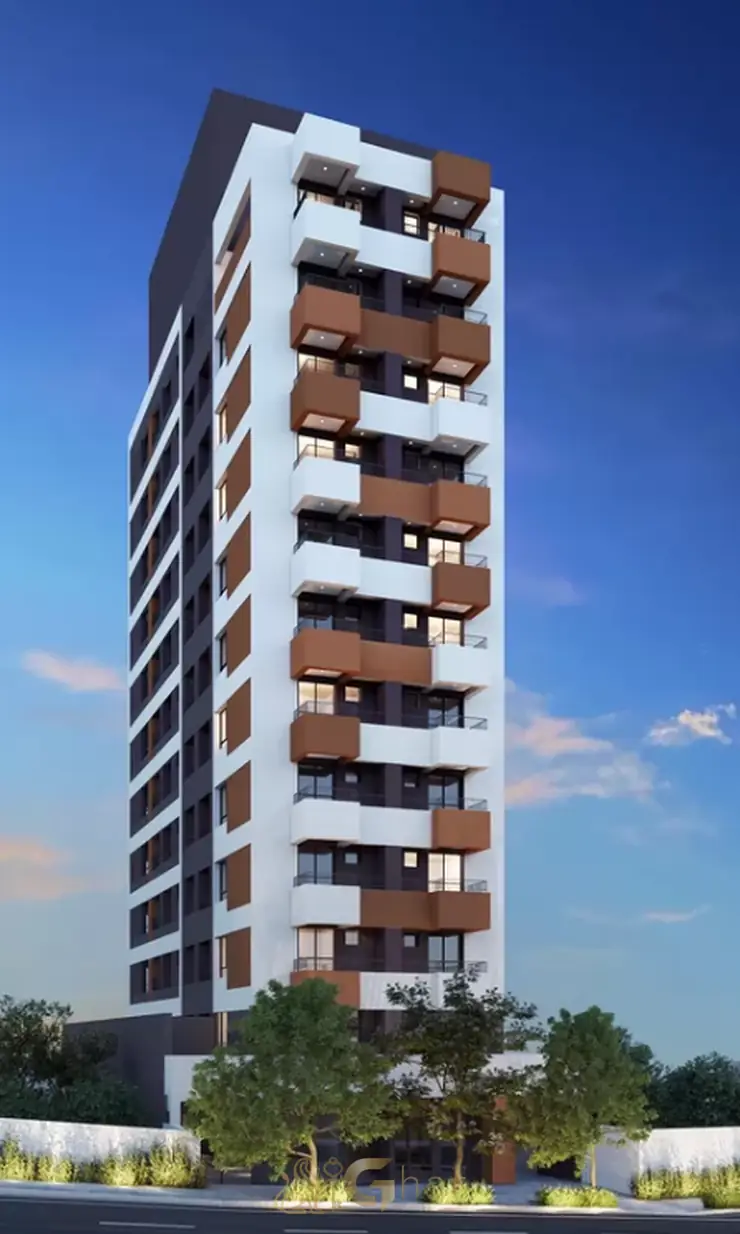 Fachada contemporânea das torres em apartamentos no bairro de Moema, São Paulo