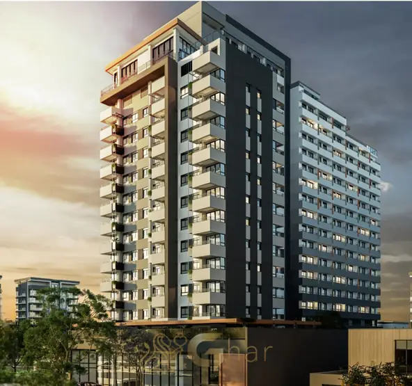 Fachada contemporânea em condomínio residencial no bairro da Vila Olímpia, na Zona Sul de São Paulo
