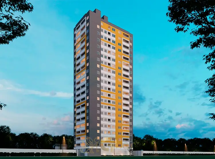Fachada contemporânea em apartamentos no bairro do Jardim Jabaquara, São Paulo