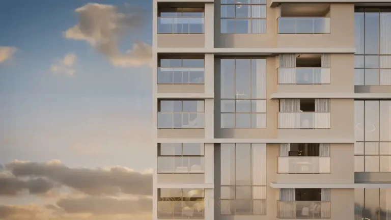 Fachada com varandas gourmet em apartamentos no bairro de Moema, São Paulo