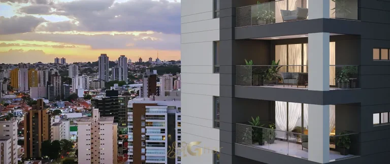 Fachada com varandas em apartamentos no bairro de Moema, São Paulo