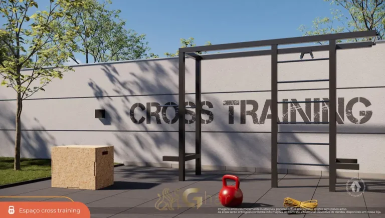 Espaço de fitness externo (cross training) em condomínio residencial no bairro da Freguesia do Ó, na Zona Norte de São Paulo