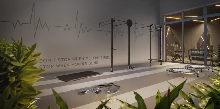 Área de fitness externo do condomínio Most Moema Smart no bairro de Moema, São Paulo
