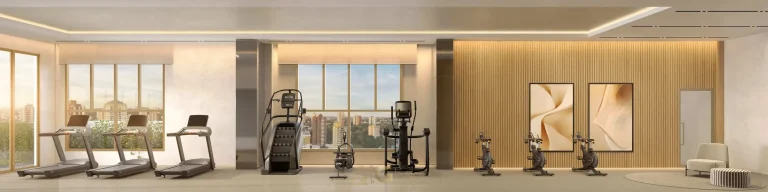 Espaço fitness com equipamentos completos do condomínio The New Residence Brooklin By Living no bairro do Brooklin, São Paulo
