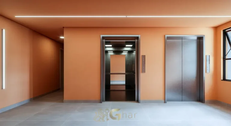 Hall dos elevadores no pavimento térreo em apartamentos no bairro da Vila Olímpia, São Paulo