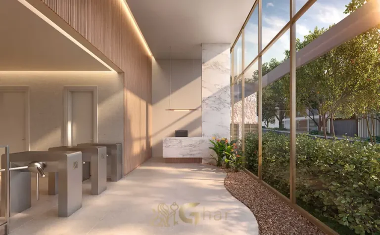 Hall de recepção do lobby independente em condomínio residencial no bairro de Moema, na Zona Sul de São Paulo