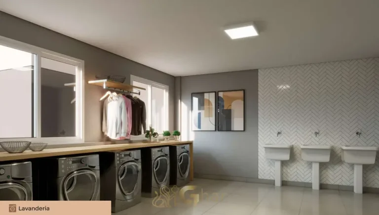 Lavanderia compartilhada em apartamentos no bairro do Campo Belo, São Paulo