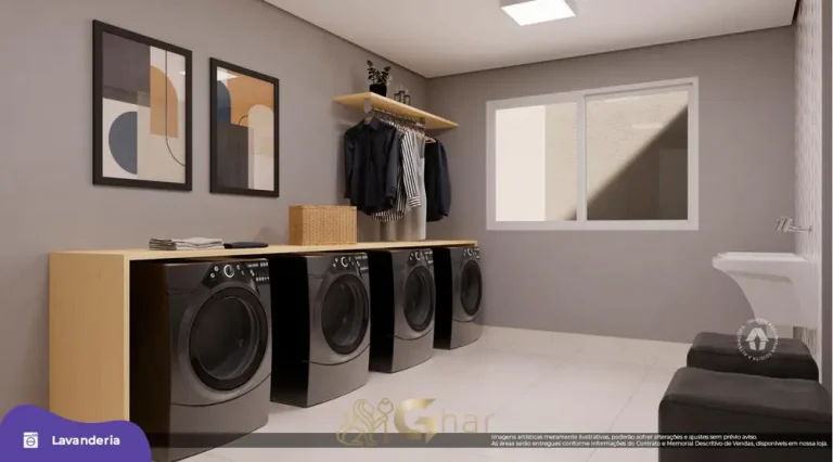 Lavanderia compartilhada em apartamentos no bairro do Capão Redondo, São Paulo