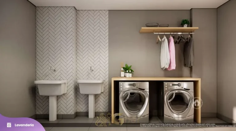 Lavanderia compartilhada em apartamentos no bairro da Vila das Belezas, São Paulo