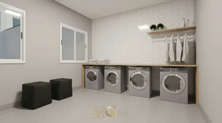 Lavanderia compartilhada em apartamentos no bairro do Sacomã, São Paulo
