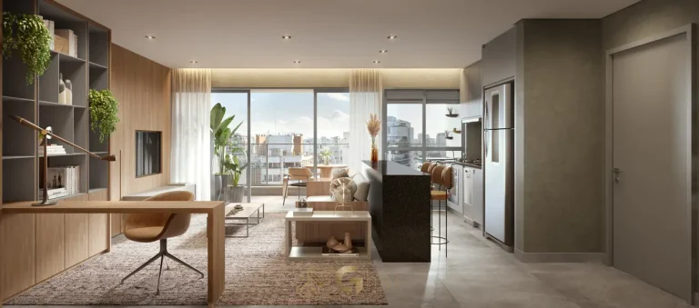 Living do apartamento decorado de 81 m² em apartamentos no bairro da Vila Nova Conceição, São Paulo