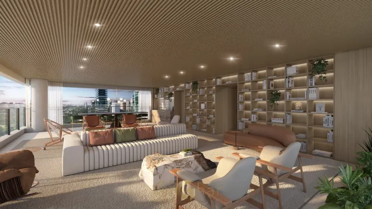 Living do apartamento decorado em condomínio residencial no bairro do Ibirapuera, na Zona Sul de São Paulo