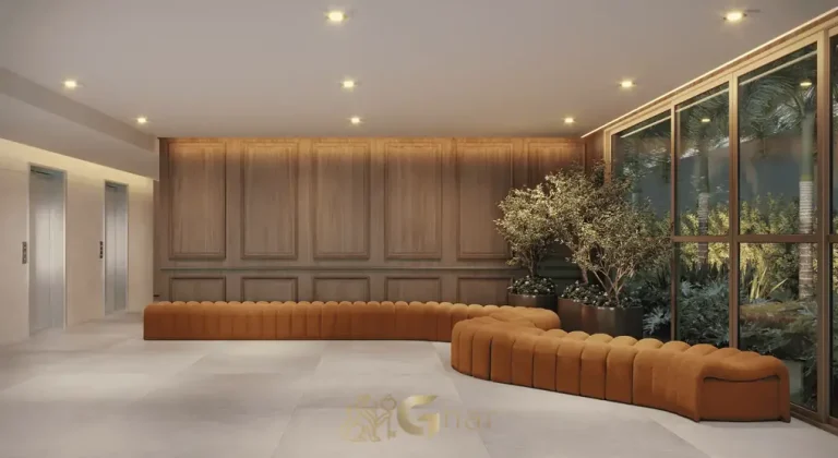 Lobby de entrada em apartamentos no bairro de Moema, São Paulo