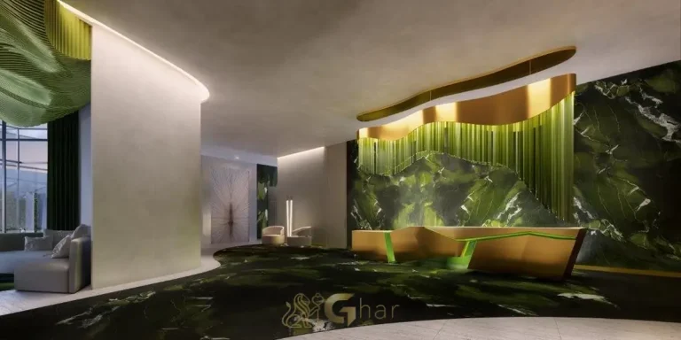 Lobby de entrada em condomínio residencial no bairro da Vila Olímpia, na Zona Sul de São Paulo