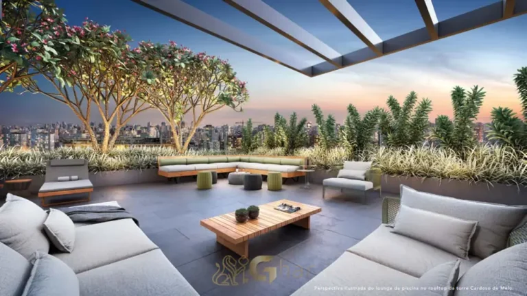 Lounge do rooftop em apartamentos no bairro da Vila Olímpia, São Paulo