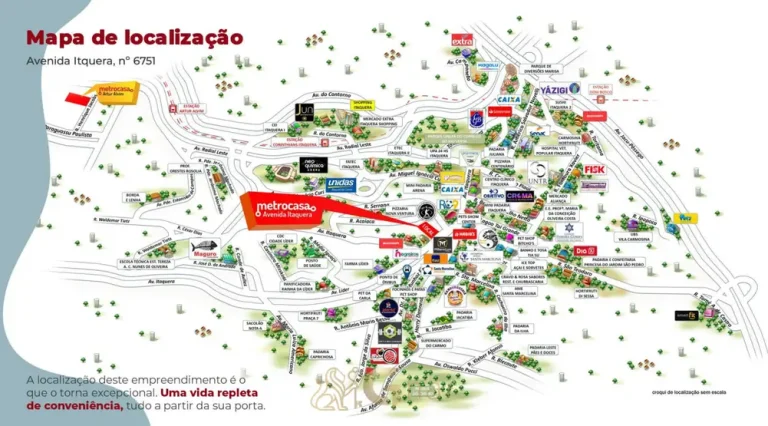 Mapa de localização no bairro em apartamentos no bairro de Itaquera, São Paulo