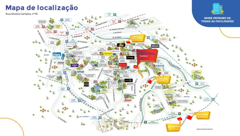 Mapa de localização no bairro em apartamentos no bairro do Cambuci, São Paulo