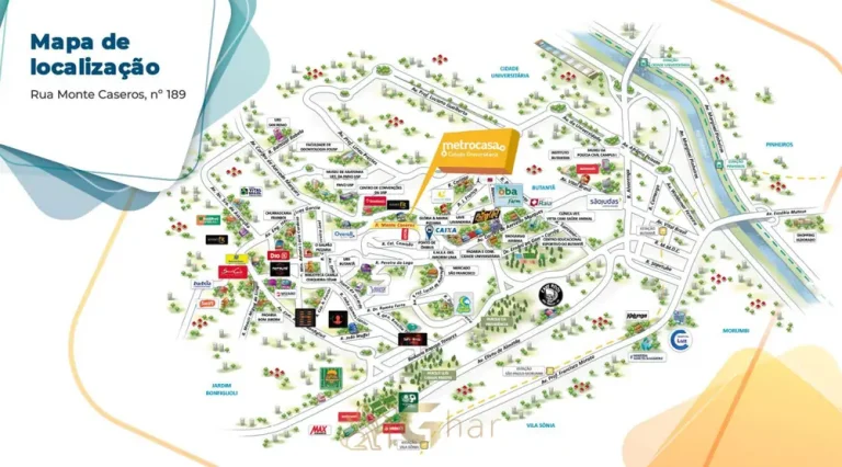 Mapa de localização e entorno em apartamentos no bairro do Butantã, São Paulo