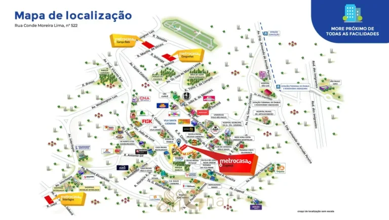 Mapa de localização do bairro do condomínio Metrocasa Cupecê no bairro do Jardim Jabaquara, São Paulo