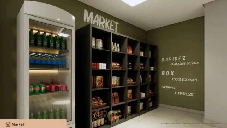 Mini market do condomínio em apartamentos no bairro do Campo Belo, São Paulo