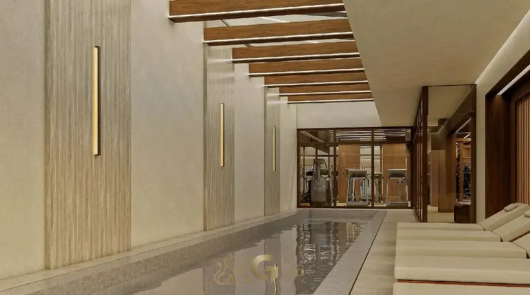 Piscina coberta aquecida em apartamentos no bairro de Moema, São Paulo