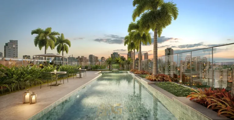 Piscina com raia climatizada do condomínio Most Moema Home no bairro de Moema, São Paulo