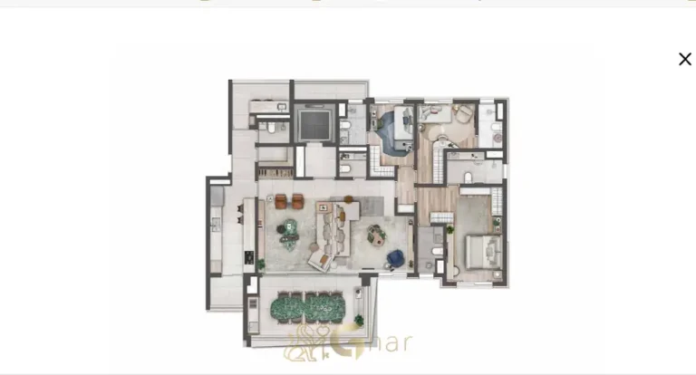 Planta complementar do apartamento de 3 suítes e 190 m² em condomínio residencial no bairro de Moema, na Zona Sul de São Paulo