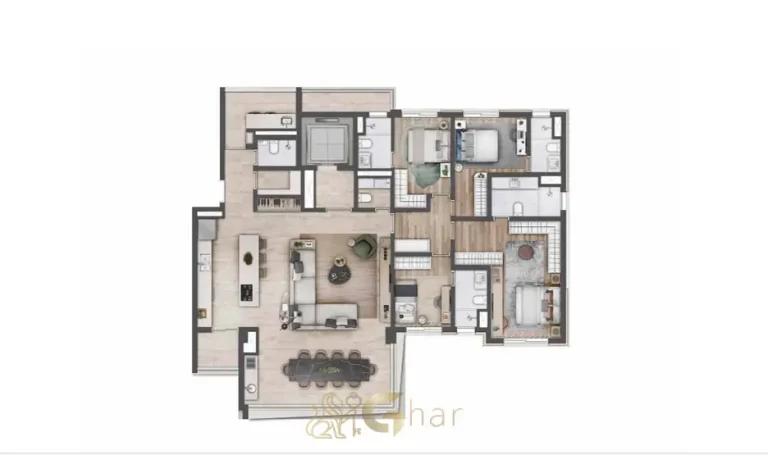 Planta complementar do apartamento de 4 suítes e 190 m² em apartamentos no bairro de Moema, São Paulo