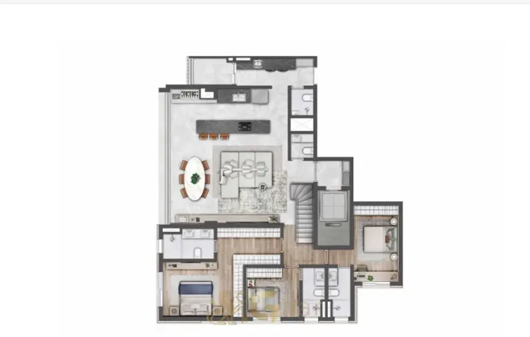 Planta complementar da cobertura duplex de 3 suítes e 160 m² do condomínio Atmos Moema no bairro de Moema, São Paulo