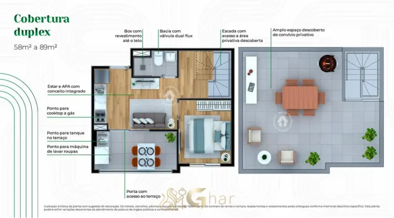 Planta da cobertura duplex em condomínio residencial no bairro do Alto do Ipiranga, na Zona Sul de São Paulo