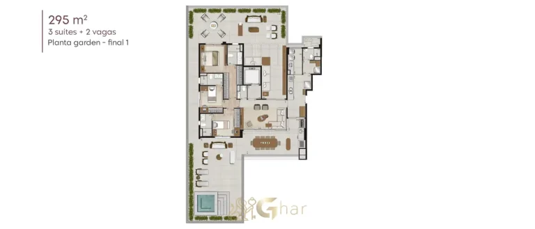 Planta do apartamento garden de 295 m² do condomínio Purity Moema no bairro de Moema, São Paulo