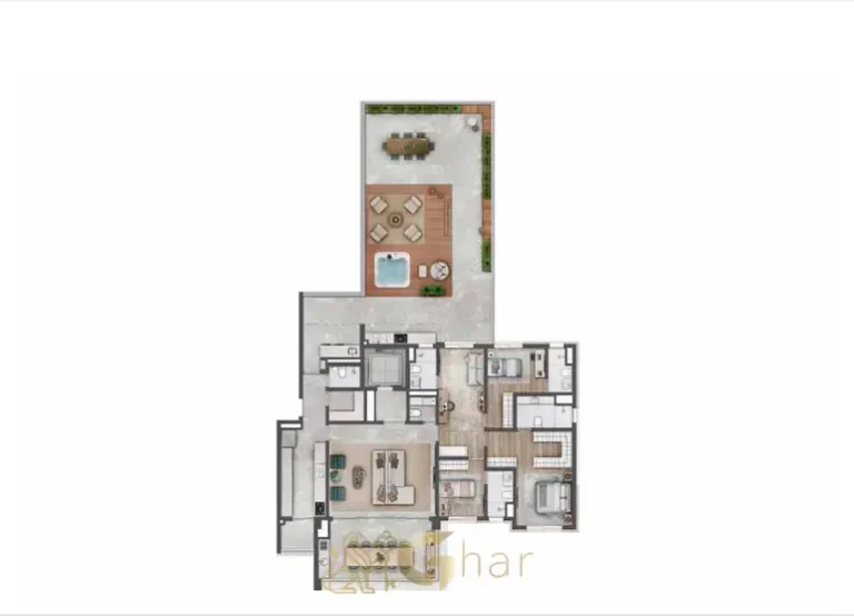 Planta complementar do apartamento garden de 190 m² em condomínio residencial no bairro de Moema, na Zona Sul de São Paulo