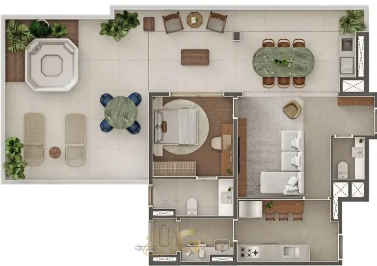 Planta da penthouse de 1 suíte com 128 m² do condomínio Gavia Moema no bairro de Moema, São Paulo